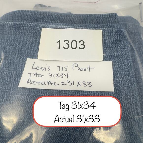 Levis 715 Jeans Slim Boot Women 31x33 Denim Stretch Western Rodeo Hipster Grunge - Picture 15 of 15